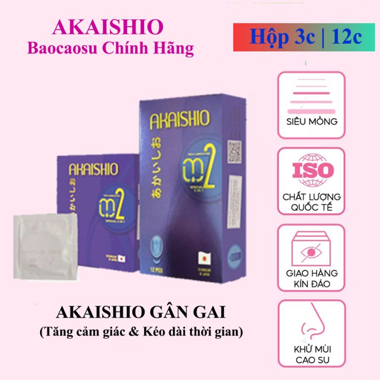 Bao cao su AKAISHIO gân gai – Hộp 12 chiếc