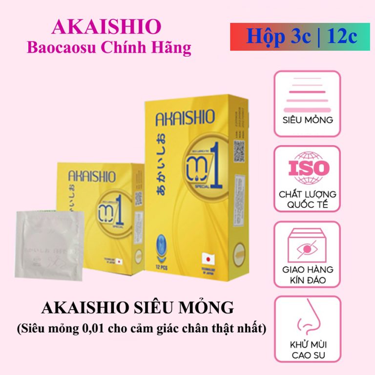 Bao cao su AKAISHIO Siêu Mỏng – Hộp 12 chiếc