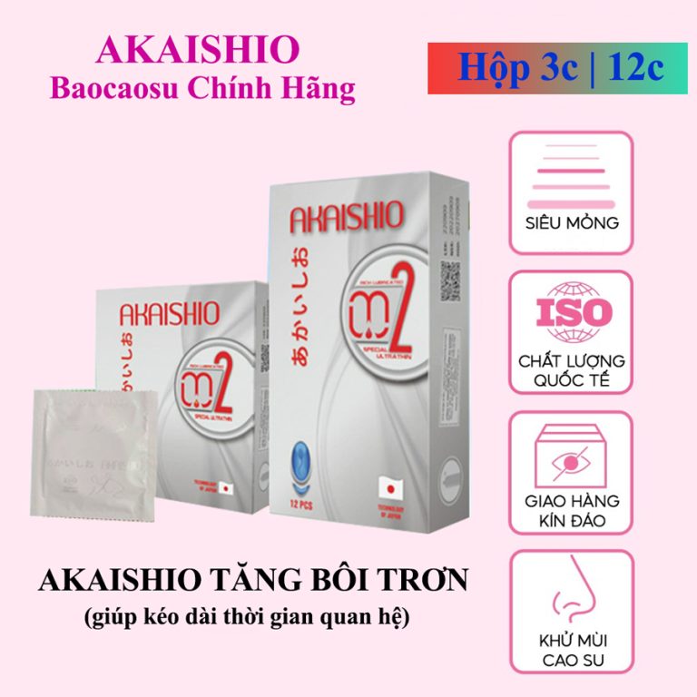 Bao cao su AKAISHIO Tăng Bôi trơn hộp 12 chiếc