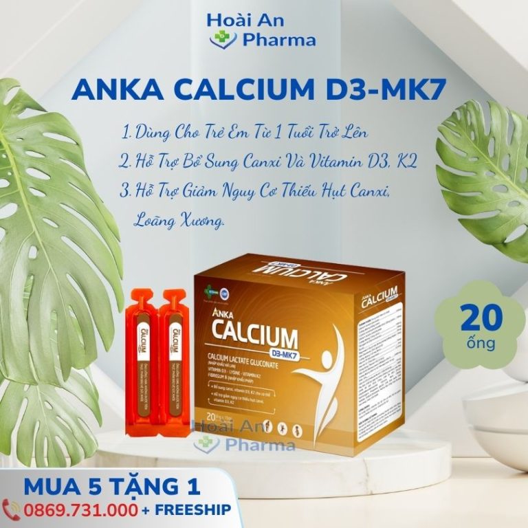 Anka Calcium D3 MK7 hộp 20 ống- Bổ sung canxi và Vitamin D3, K2