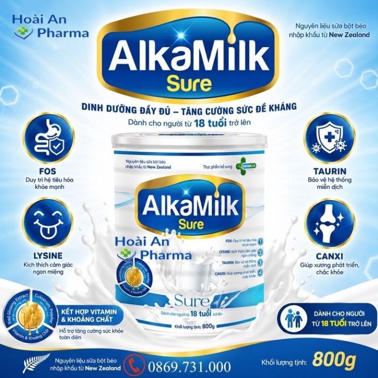 Sữa Alkamilk Sure Hộp 800g – Dùng cho người cao tuổi.