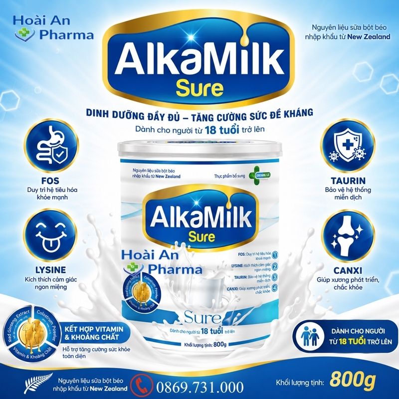 Sữa Alkamilk Sure Hộp 800g – Dùng cho người cao tuổi.