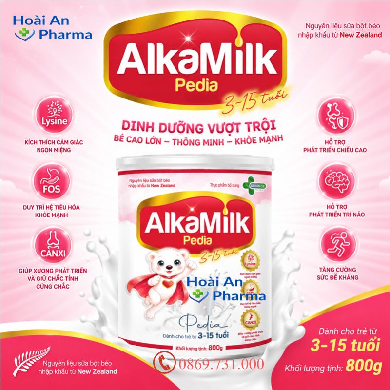Sữa Bột Alkamilk Pedia Hộp 800g – Giúp ăn ngon miệng và bổ sung dưỡng chất